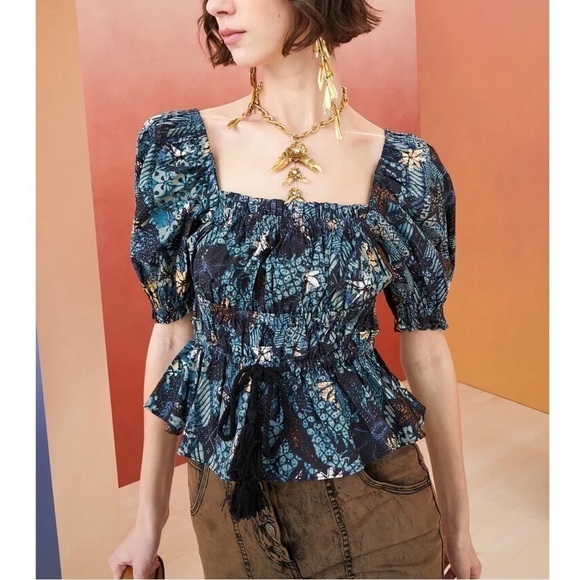 Ulla Johnson Tops - NWOT Ulla Johnson Puff-Sleeve Peplum Evita Floral Top